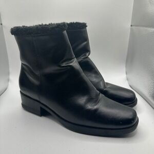Naturalizer‎ Black Faux Fur Lined Ankle Boots Women's Size 8M Zip Side